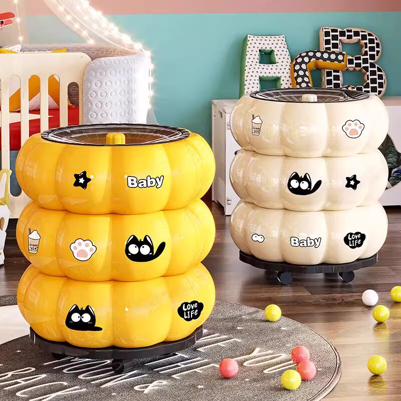 日本进口MUJIE南瓜垃圾桶家用可移动带盖轻奢高档卧室厨房纸篓