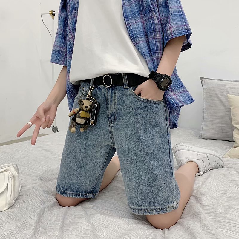 Summer short sleeve jeans casual loose Capris