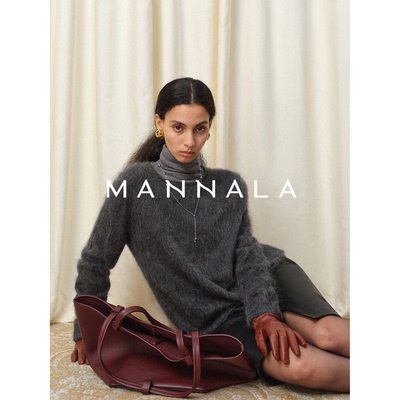 MANNALA丨“慵绻”du家升级定纺拉绒白羊绒ROW风卷边毛衣 Q4617