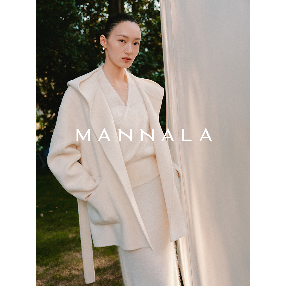 MANNALA丨晴子大姐姐“苏丽冬日”羊驼毛绵羊毛简约连帽大衣外套