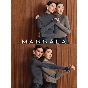 Q4635 无缝精纺羊毛半高领针织打底衫 MANNALA 黄金打底