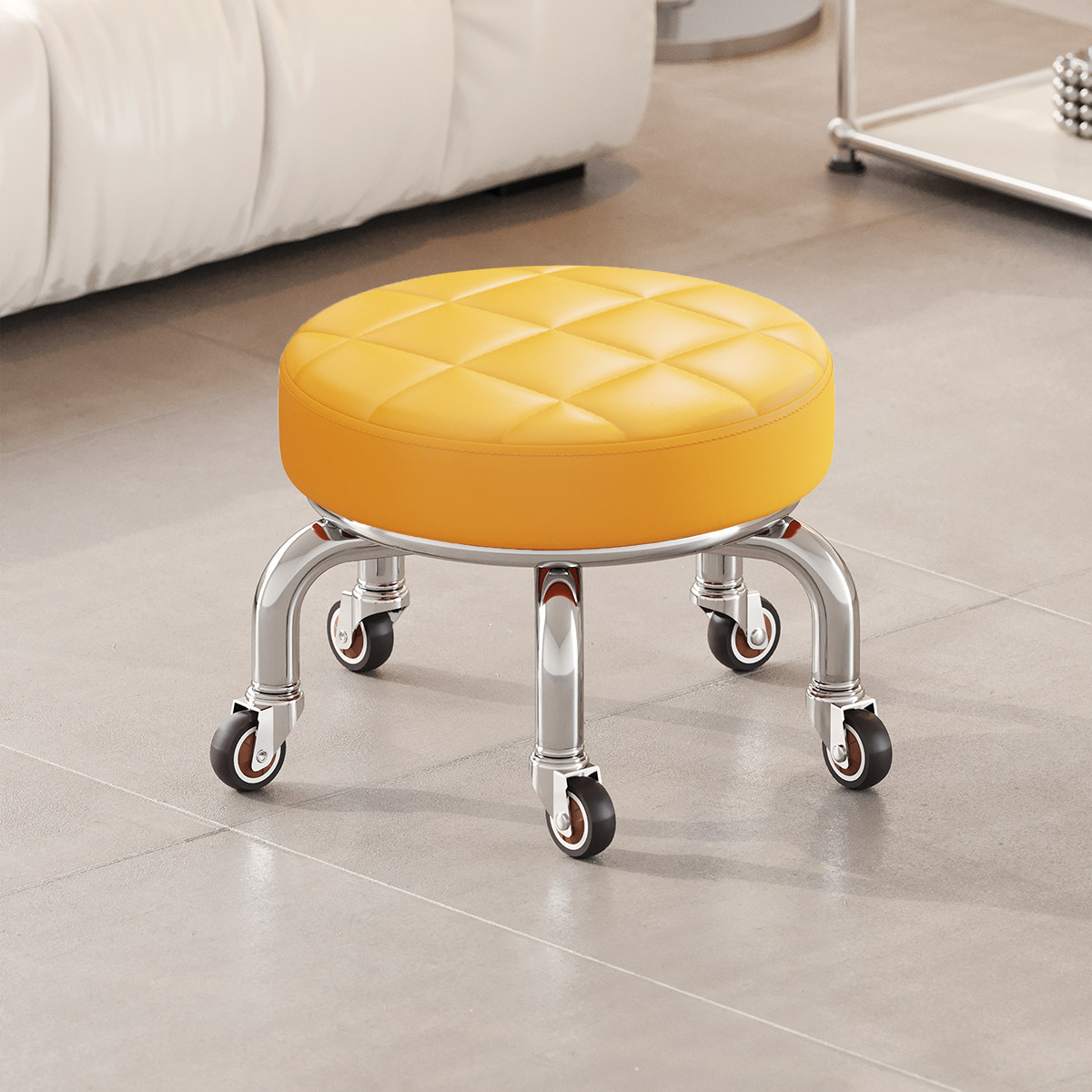 万向轮小凳子滑轮矮凳成人移动板凳带轮美缝擦地圆凳带娃学步软凳