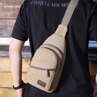 简约轻便舒适休闲旅游大容量多口袋帆布男女通用单肩斜挎帆布胸包