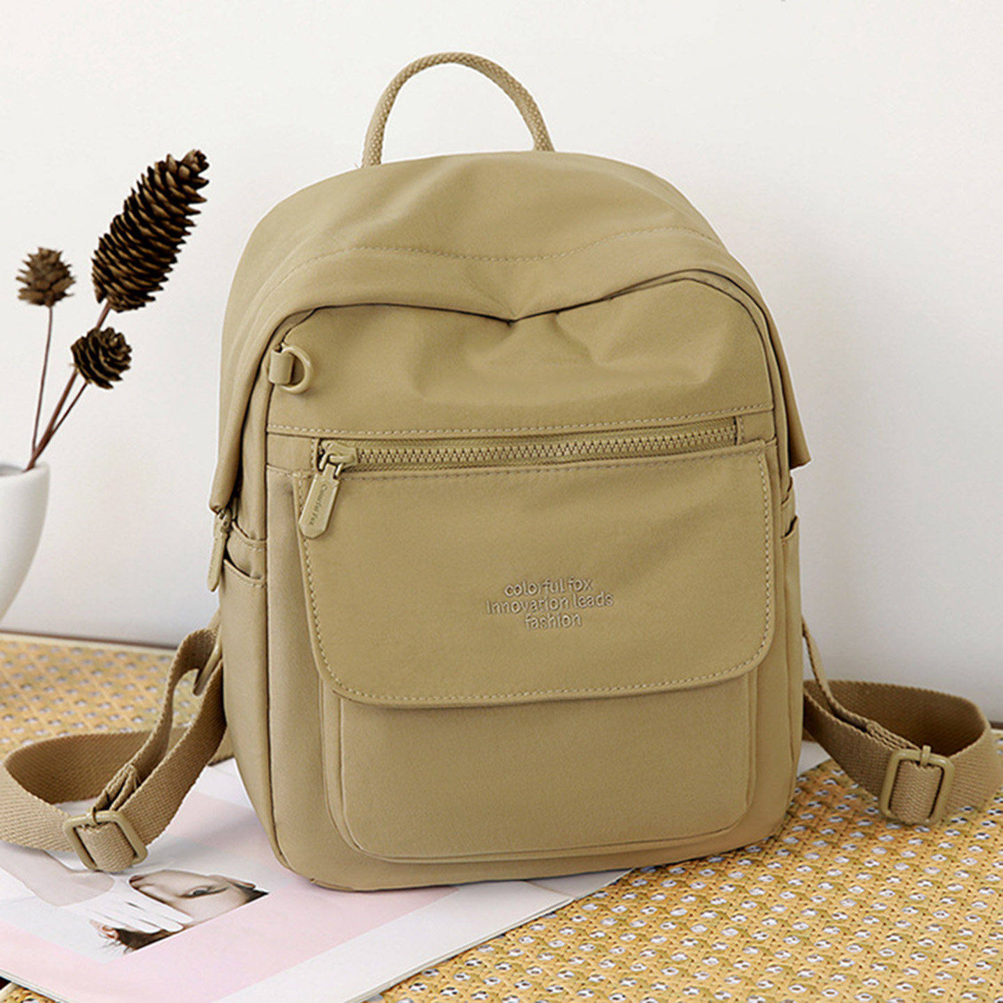 新款简约时尚休闲旅行百搭尼龙布女式单肩斜挎手提小清新双肩背包