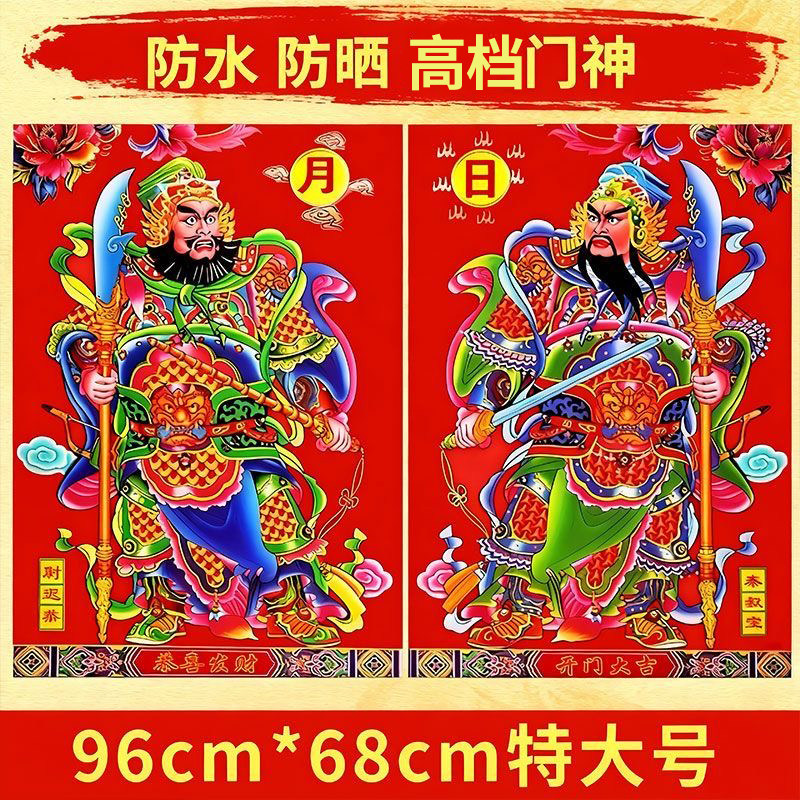 铜板纸门神2027新款铜板印刷门神贴秦叔宝尉迟恭日月农村大门门神