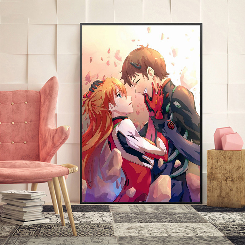 eva新世纪福音战士diy数字油画 卡通动漫自手绘填色油彩画明日香