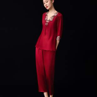 款 2026春夏四季 2026年七分袖 纯色拼接装 新品 饰睡衣服装 达芬奇密码