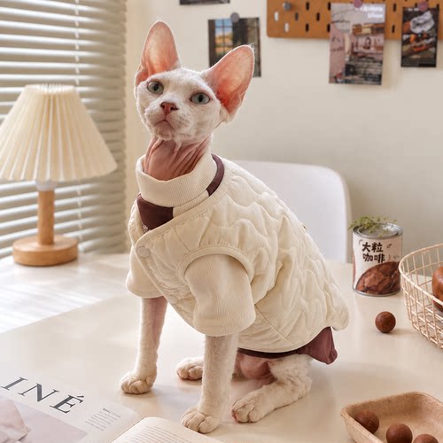 秋冬无毛猫狗保暖加绒护肚马甲