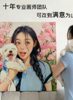 手绘定制写实肖像油画创意礼物