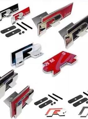 金属RLINE车标 大众中网R标改装车贴标高尔夫6迈腾新速腾新波罗CC