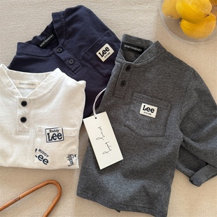 宝宝V领长袖 儿童POLO衫 男女童口袋字母POLO衫 新品 2026眯眯眼春季