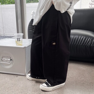 童酷儿童秋装2025湖州织里童装韩版宝宝休闲长裤纯色钉扣男童裤子