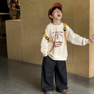 童酷2026男童春款湖州织里童装洋气字母印花中小童圆领儿童卫衣潮
