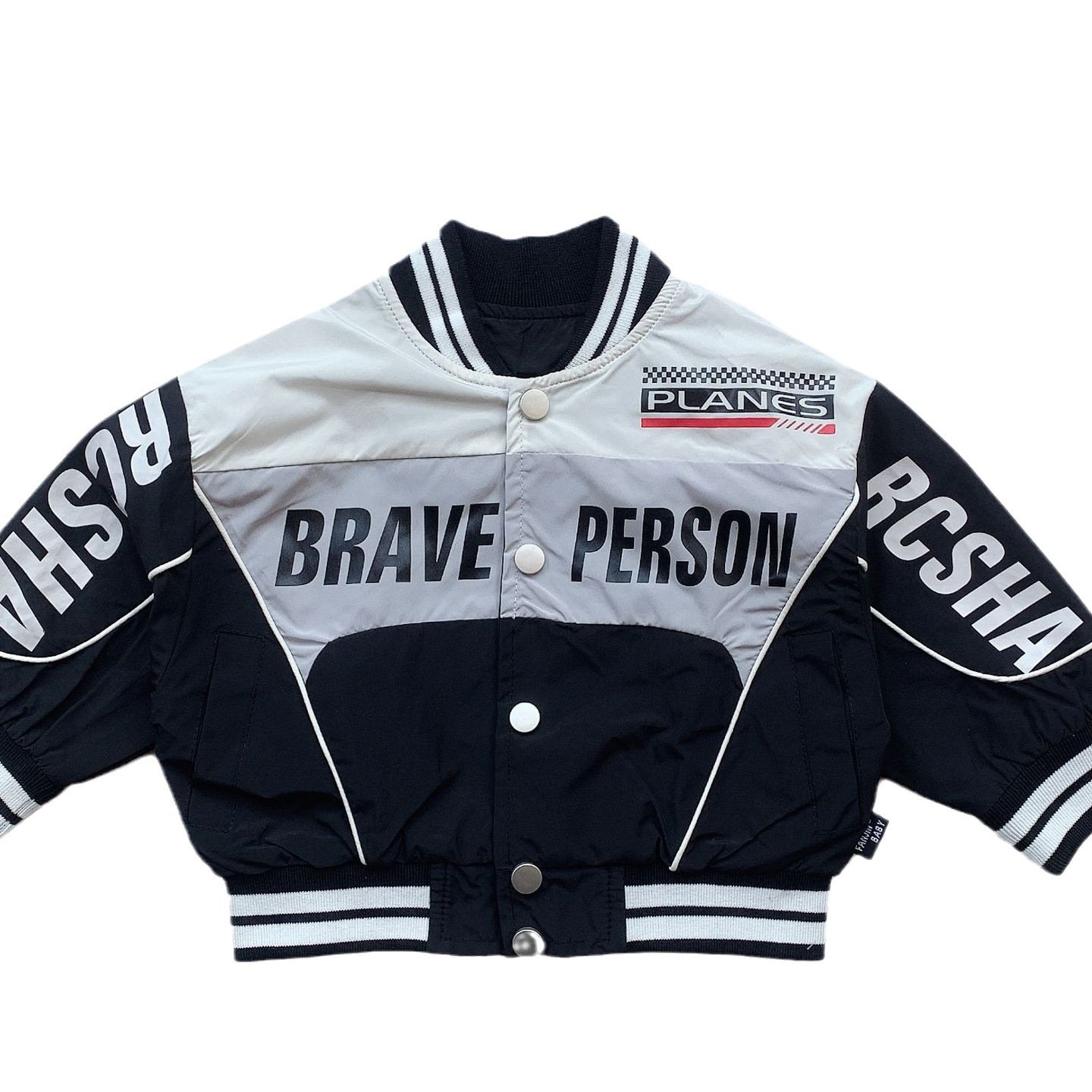 儿童外套春秋新品小童洋气宝宝上衣帅气韩版印花男童赛车机车服潮