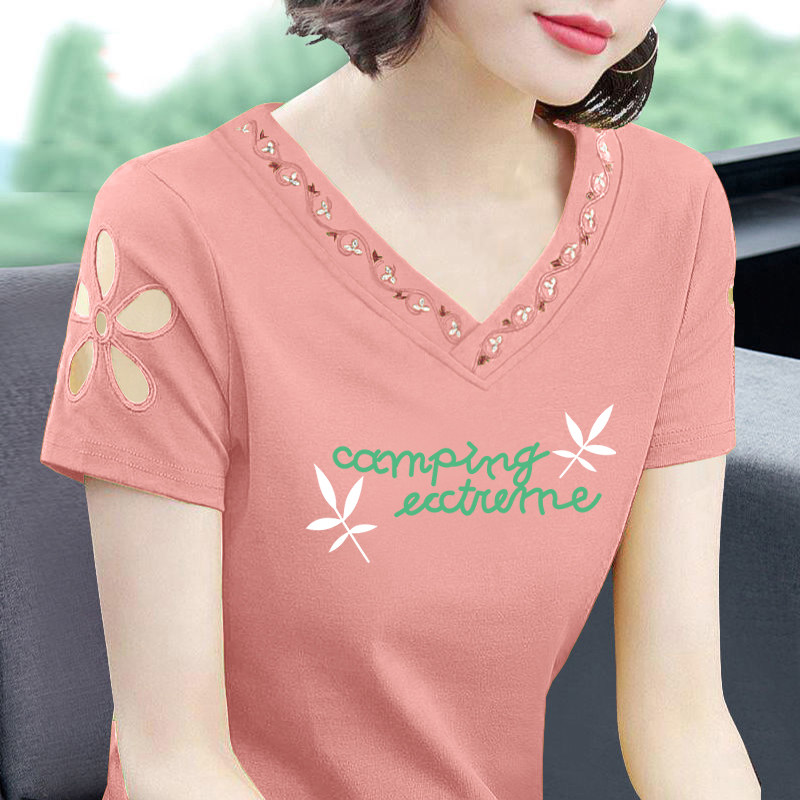 短袖韩版常规绣花纯棉女