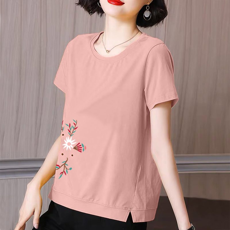 妈妈纯棉短袖t恤夏季宽松大码女装2025新款中国风中老年上衣半袖