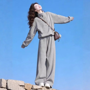 学生跑步休闲两件套长裤 宽松显瘦韩版 女春秋卫衣时尚 纯棉运动套装