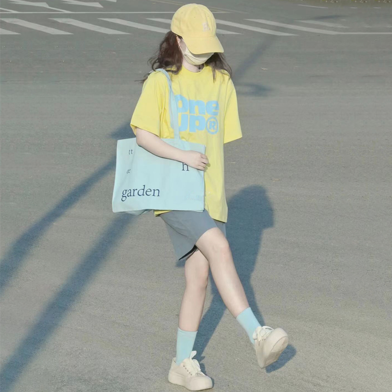 学生韩版宽松显瘦运动套装女夏季纯棉短袖短裤休闲两件套时尚炸街