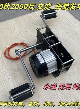 220伏V2000W瓦脚踏发电机50HZ赫兹交流永磁无刷大功率铜线圈健身