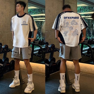 高街上衣服半袖 潮牌加菲猫280g重磅纯棉短袖 美式 新款 T恤男女夏季