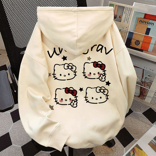 开衫外套Hellokitty潮流女童亲子装秋冬新款连帽宽松上衣服中大童