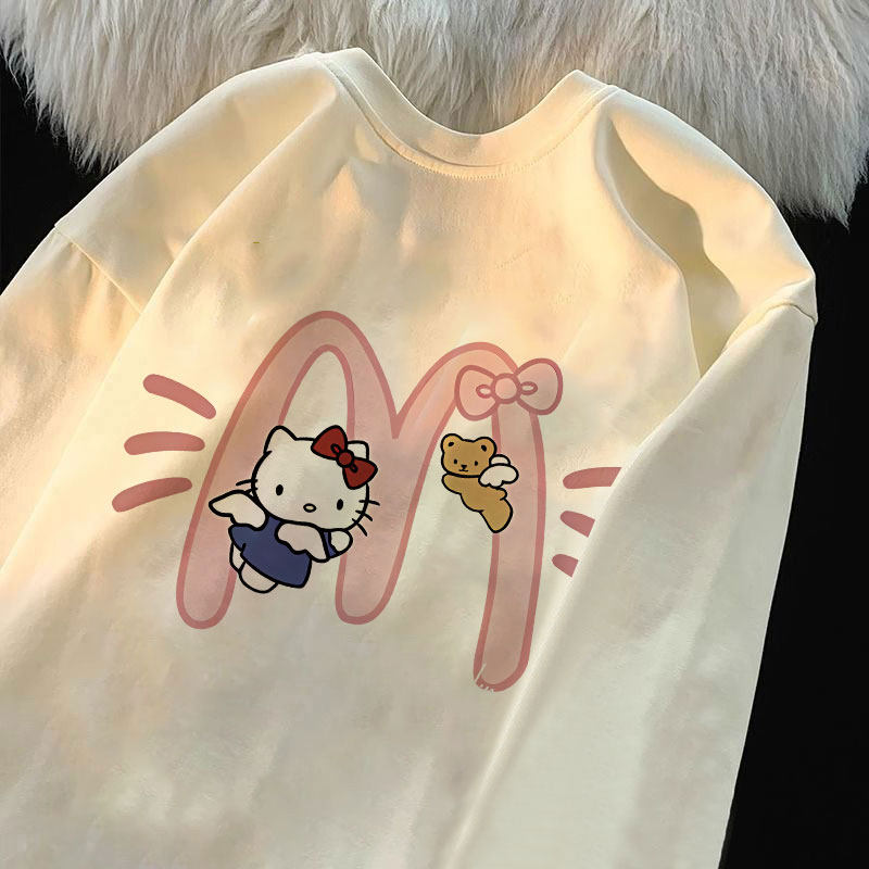 亲子装hellokitty纯棉长袖T恤女童春秋季新款中大童打底衫t上衣服