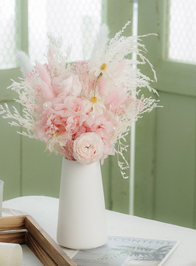 永生玫瑰绣球干花花束家居装饰摆件ins网红满天星奥斯丁玫瑰花束