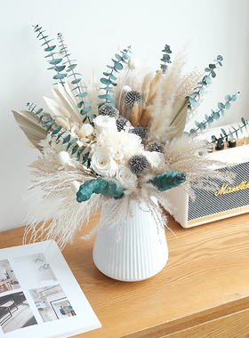 永生玫瑰绣球干花花束家具装饰摆件ins网红蒲扇尤加利摄影道具