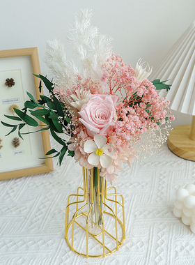 永生满天星玫瑰尤加利干花花束家居装饰摆件ins网红薰衣草道具