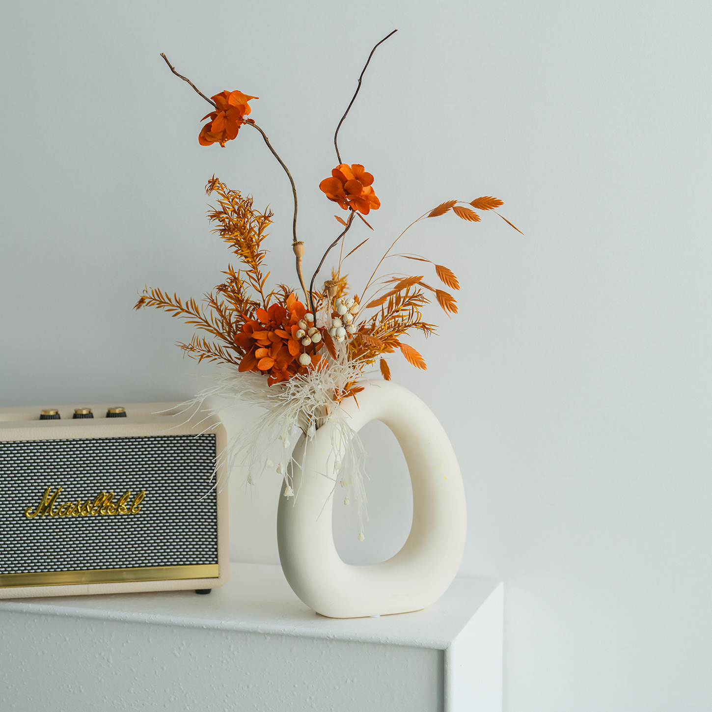 永生花绣球龙柳干花花束家居装饰