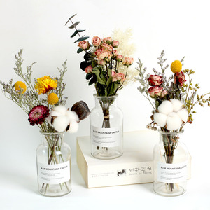 满天星玫瑰木棉干花花束摆件包邮