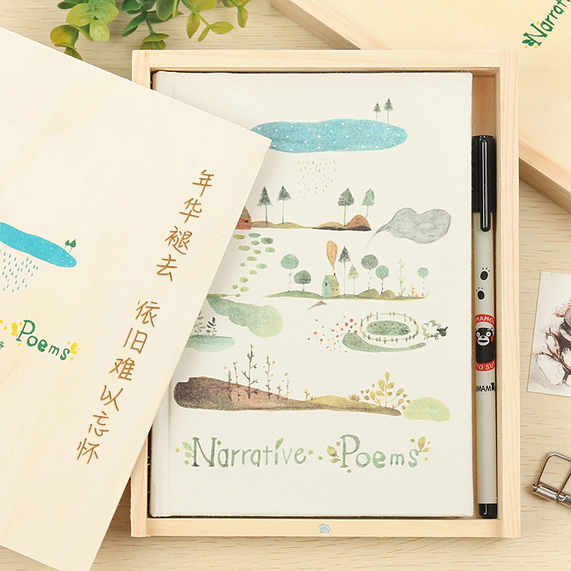 diy定制盒装彩页文艺手帐本刻字
