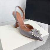 外贸AMINA绝美性感高跟尖头凉鞋 女外穿太阳花水钻扣气质名媛大码