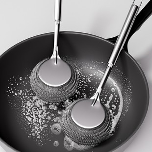 家用长款不锈钢刷锅神器洗锅碗厨房耐用清洁刷长柄万能钢丝球刷