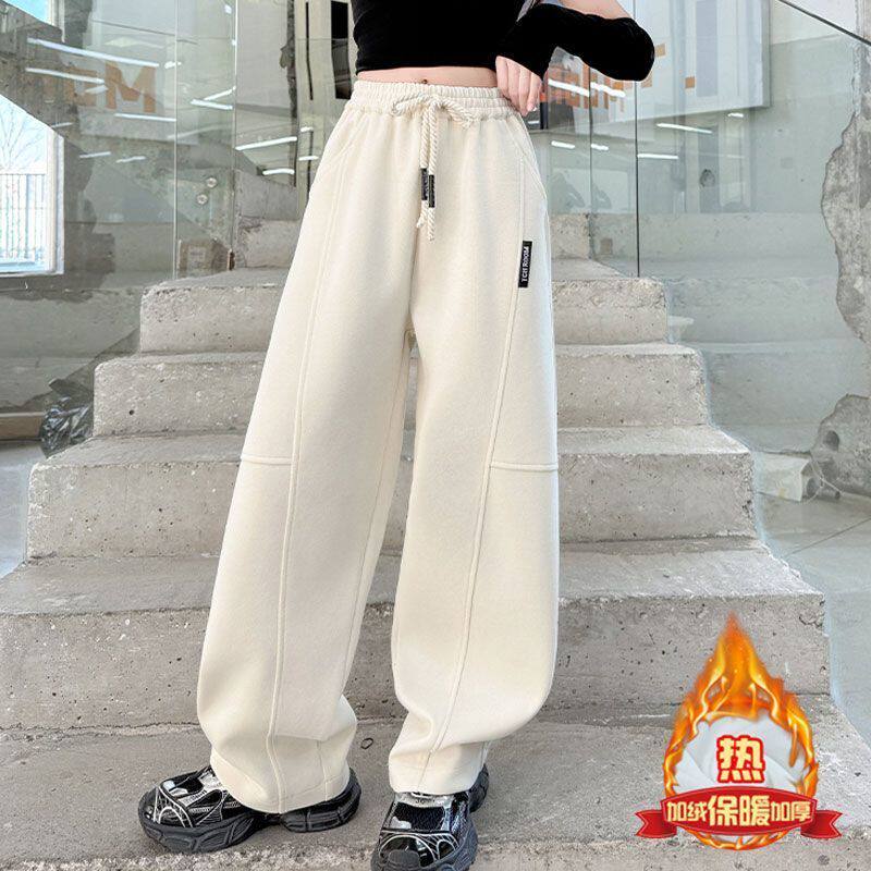 女童秋冬加绒外穿弯刀卫裤