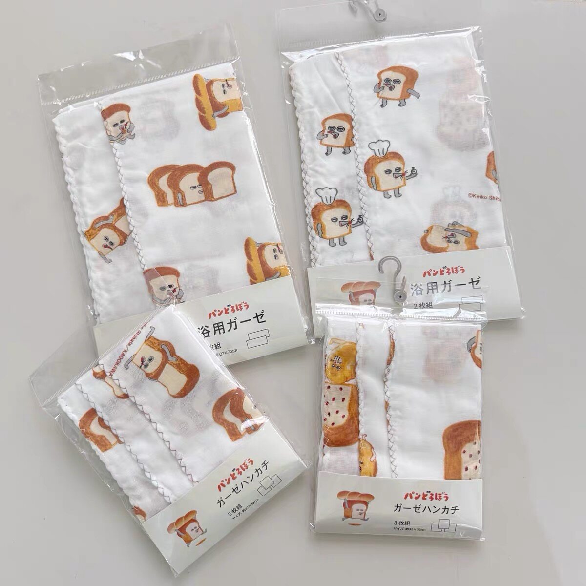 日单原包装 母婴用品面包小偷纱巾方巾浴巾 毛巾 纯棉纱布 婴幼儿