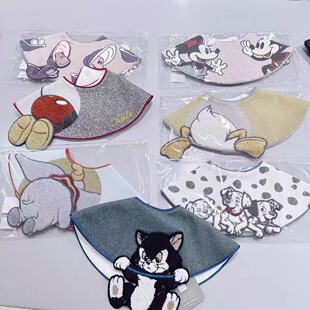 部分现货卡通造型口水巾装饰围脖米奇美l蒂库洛m唐老ya斑点狗自制