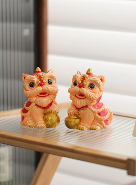 中式国朝醒狮陶瓷摆件招财家居书房桌面装饰品客厅电视柜文创摆设