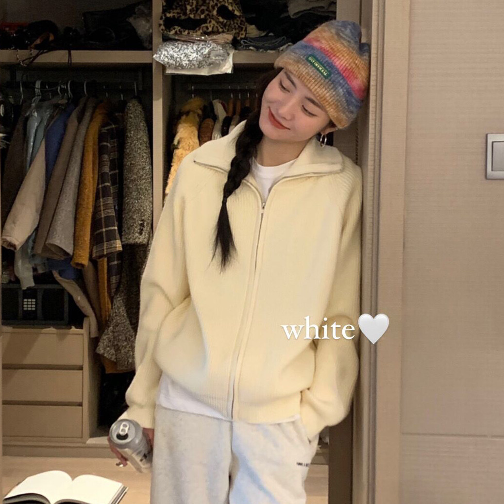 EALA高领拉链毛衣外套女ins秋冬季韩加厚实翻领宽松针织开衫上衣,女装/女士精品,毛针织衫,淘宝优惠券,粉丝福利购,淘宝优惠卷