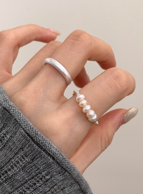 YIN银次元925纯银拉丝素圈戒指