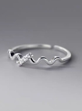 YIN银次元925纯银波浪戒指
