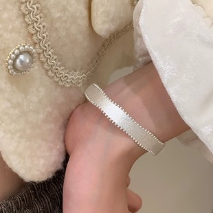 YIN银次元999纯银拉丝手镯女士ins风网红银饰蕾丝手饰轻奢小众