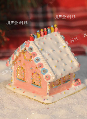 金属珐琅彩首饰盒七宝烧手工艺品圣诞节雪屋房子摆件创意装饰礼物