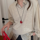 韩国fever博主同款 爱心吊坠项链长款 毛衣链女配饰锁骨链颈链首饰