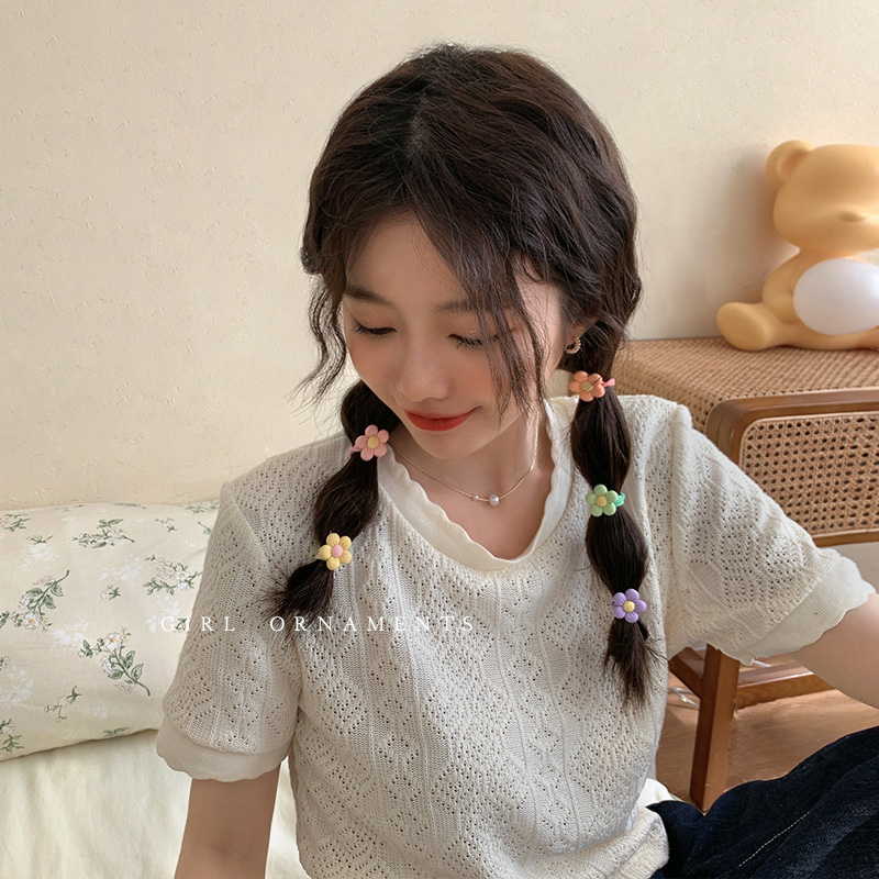 糖果色爱心花朵发绳高弹力耐用不伤发皮筋可爱头绳发圈扎马尾头饰