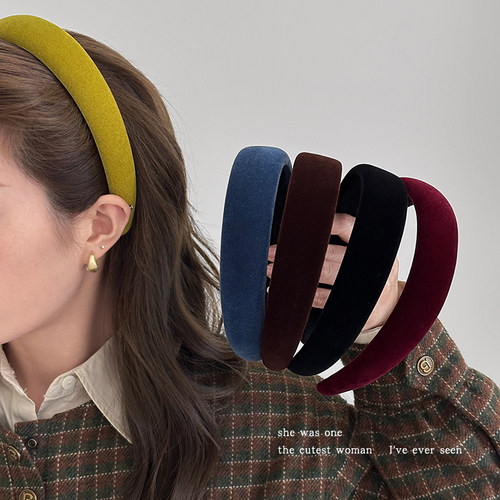 复古纯色宽边发箍洗脸头箍头饰