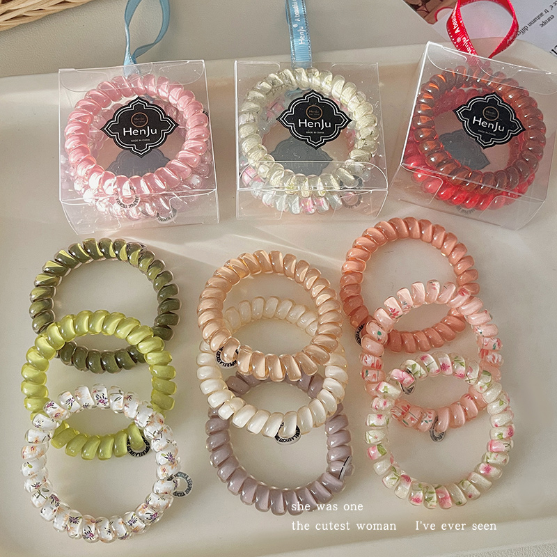 韩系碎花电话高弹力线发圈头绳女发绳耐用皮筋扎头发成人皮套头饰