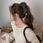 秋冬毛呢蝴蝶结香蕉夹女后脑勺高马尾发夹抓夹气质鲨鱼夹头饰发卡