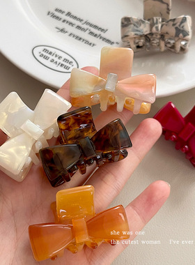 醋酸蝴蝶结抓夹半扎发鲨鱼夹子女后脑勺盘发夹小号发卡高级感头饰