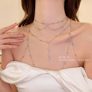 纯欲choker胸链项链女款性感镂空身体链轻奢小众锁骨链露背装颈链